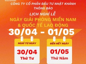 THÔNG BÁO LỊCH NGHỈ LỄ 30/4 VÀ 01/5