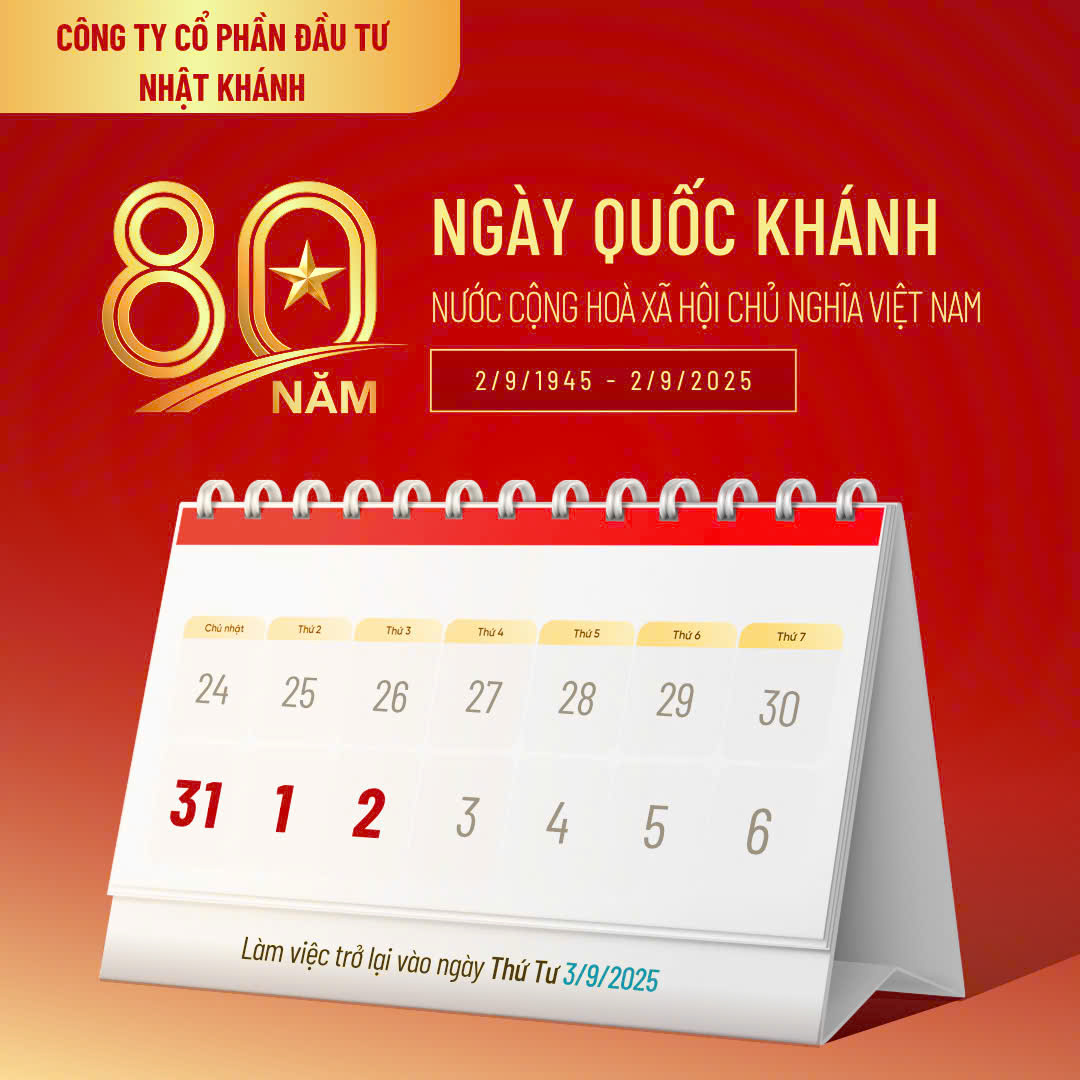 THÔNG BÁO LỊCH NGHỈ LỄ QUỐC KHÁNH 2-9
